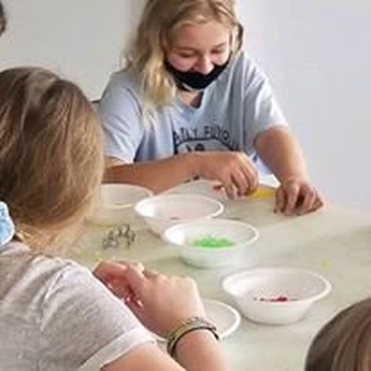 Campers at Ivy League Kids wearing masks. 